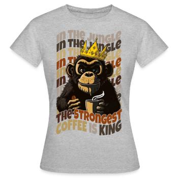Im Dschungel Der stärkste Kaffee ist König - Frauen T-Shirt - Grau meliert - Vorne - AI Model Female 172 dark (172cm)