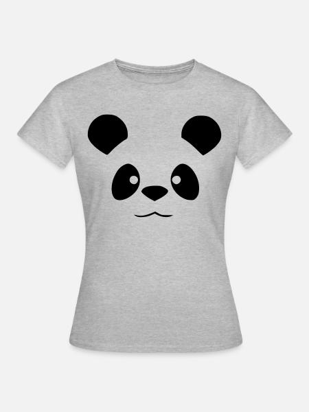 Süßer Panda - Lustiges Tier Design - Frauen T-Shirt - Grau meliert