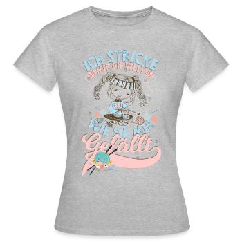Ich stricke mir die Welt die mir gefällt - Frauen T-Shirt - Grau meliert - Vorne - AI Model Female 172 dark (172cm)