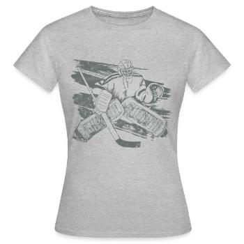 Hockey gardien sur glace - T-shirt Femme - gris chiné - Devant - AI Model Female 172 dark (172cm)