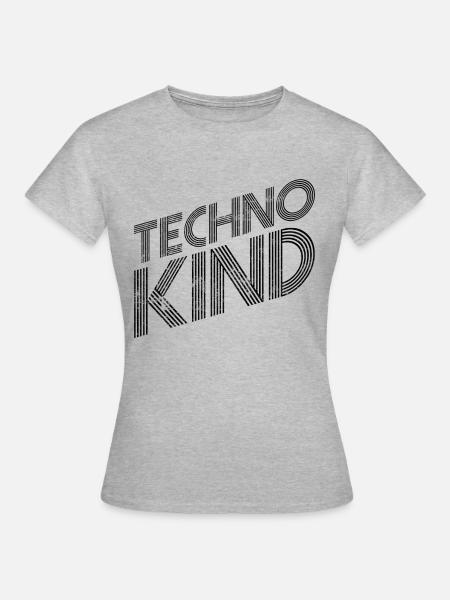 Techno Kind - Frauen T-Shirt - Grau meliert