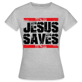 Jésus sauve sauve - T-shirt Femme - gris chiné - Devant - AI Model Female 172 dark (172cm)