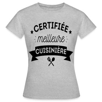 T shirt cuisine humour femme cuisinière cadeau - T-shirt Femme - gris chiné - Devant - AI Model Female 172 dark (172cm)