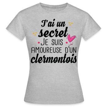 Clermontois Clermont Ferrand Amoureuse Humour - T-shirt Femme - gris chiné - Devant - AI Model Female 172 dark (172cm)