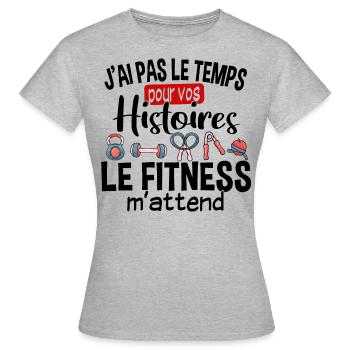 Fitness Sport Sportive Musculation Humour Workout - T-shirt Femme - gris chiné - Devant - AI Model Female 172 dark (172cm)