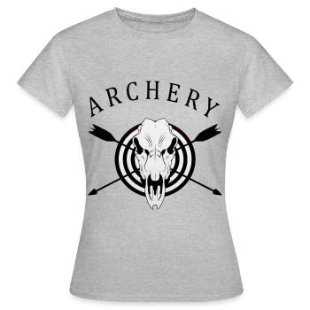 Bogenschießen Bogenschütze Motiv Shirt Bogen - Frauen T-Shirt - Grau meliert - Vorne - AI Model Female 172 dark (172cm)