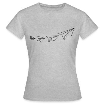 Papierflieger - Frauen T-Shirt - Grau meliert - Vorne - AI Model Female 172 dark (172cm)