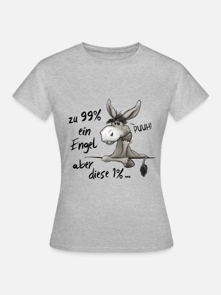 99% Engel 1% Teufel 100% grummeliger Esel Maultier - Frauen T-Shirt - Grau meliert