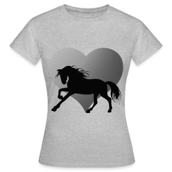 Pferde und Reiten. Reitmode für Pferdefreunde - Frauen T-Shirt - Grau meliert - Vorne - AI Model Female 172 dark (172cm)
