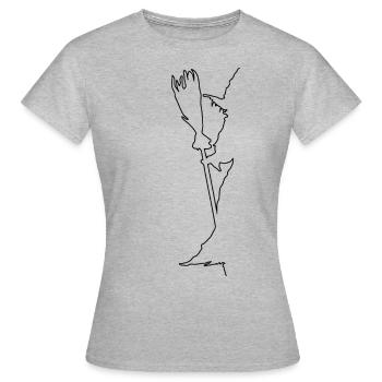 Sorcière avec un balai | Trait de sorcière - T-shirt Femme - gris chiné - Devant - AI Model Female 172 dark (172cm)