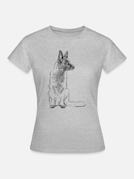 Schäferhund sitzend - Frauen T-Shirt - Grau meliert