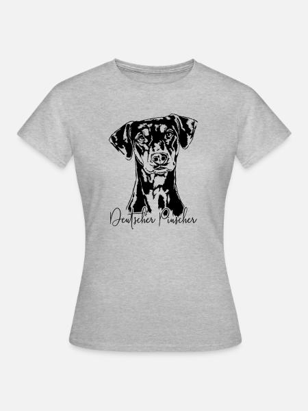DEUTSCHER PINSCHER Hund Hunde Wilsigns - Frauen T-Shirt - Grau meliert