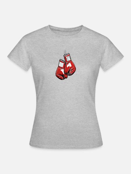 Rote Boxhandschuhe – Kraftvolle Silhouette - Frauen T-Shirt - Grau meliert