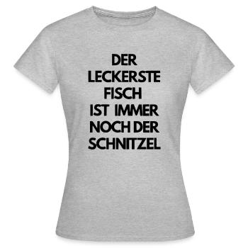 Schnitzel - Frauen T-Shirt - Grau meliert - Vorne - AI Model Female 172 dark (172cm)