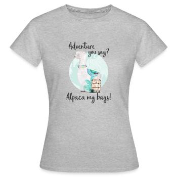 Alpaga mes sacs - T-shirt Femme - gris chiné - Devant - AI Model Female 172 dark (172cm)