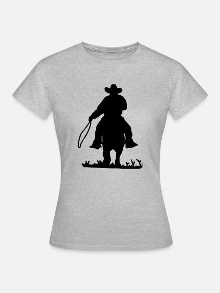 Cowboy - Frauen T-Shirt - Grau meliert
