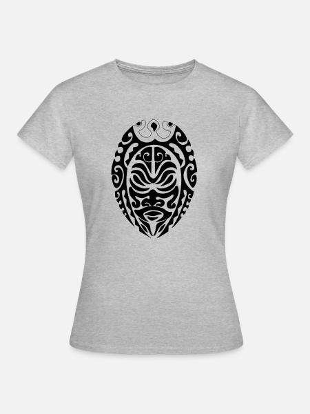 Schwarzes Maori-Medaillon11 - Frauen T-Shirt - Grau meliert
