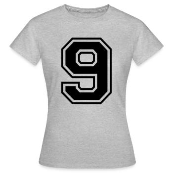 Numero 9 Foot Team | Baseball| Basketball Universität - Frauen T-Shirt - Grau meliert - Vorne - AI Model Female 172 dark (172cm)