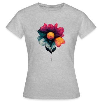 Colourful Flower - Frauen T-Shirt - Grau meliert - Vorne - AI Model Female 172 dark (172cm)