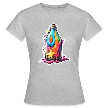 Magische Flasche / Korken / bunt / farbenfroh - Frauen T-Shirt - Grau meliert - Vorne - AI Model Female 172 dark (172cm)
