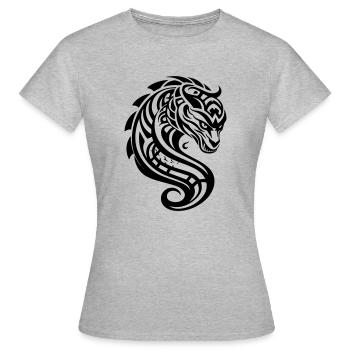 Tribal Dragon - T-shirt Femme - gris chiné - Devant - AI Model Female 172 dark (172cm)