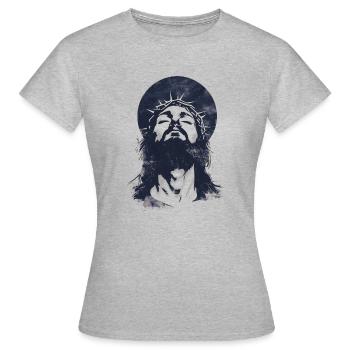 Jésus-Christ avec une couronne d’épines et une auréole - T-shirt Femme - gris chiné - Devant - AI Model Female 172 dark (172cm)