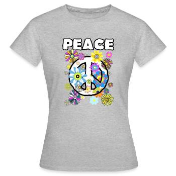Flower Power & Peace 1 Unisexe - T-shirt Femme - gris chiné - Devant - AI Model Female 172 dark (172cm)