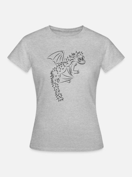Nuri der kleine Drache, schwarz - Frauen T-Shirt - Grau meliert