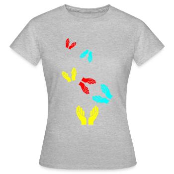 Icône d’icône de mains - T-shirt Femme - gris chiné - Devant - AI Model Female 172 dark (172cm)