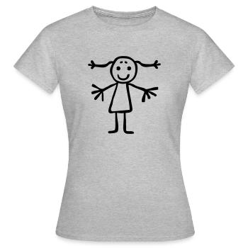 Figurine en bâton fille avec tresses - Girlie Girl - T-shirt Femme - gris chiné - Devant - AI Model Female 172 dark (172cm)
