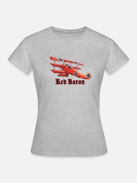Roter Baron (auf klarem T-Shirt) - Frauen T-Shirt - Grau meliert