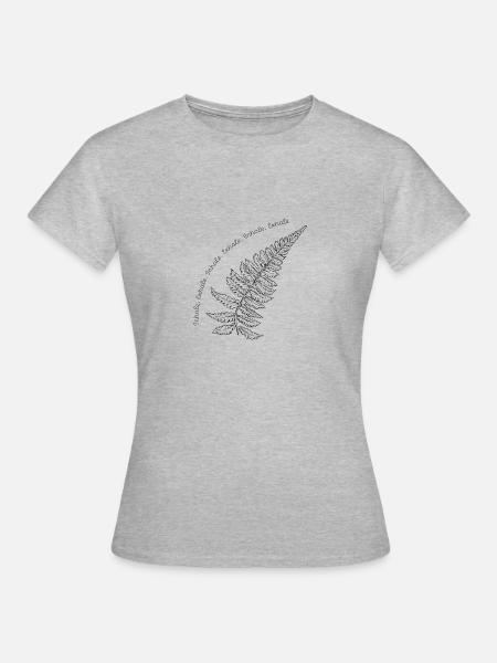 Farn schwarz, filigran inhale exhale - Frauen T-Shirt - Grau meliert