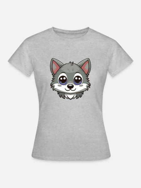 Wolfsbaby - Frauen T-Shirt - Grau meliert