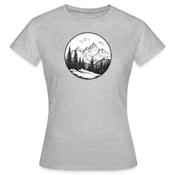 Un logo de montagne pour un randonneur passionné - T-shirt Femme - gris chiné - Devant - AI Model Female 172 dark (172cm)