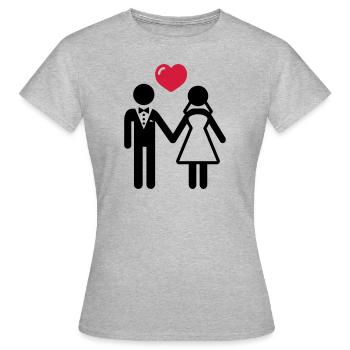 Bride and groom with heart - Women's T-Shirt - heather grey - Front - AI Model Female 172 dark (172cm)