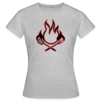 BBQ - Frauen T-Shirt - Grau meliert - Vorne - AI Model Female 172 dark (172cm)