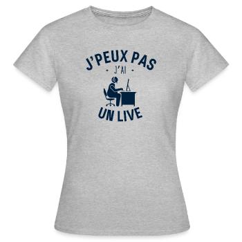 J Peux Pas J Ai Un Live - T-shirt Femme - gris chiné - Devant - AI Model Female 172 dark (172cm)
