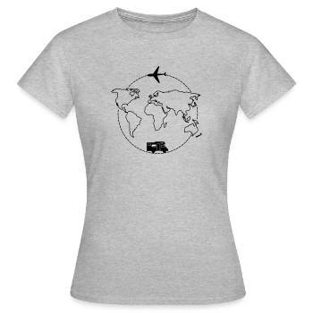 Carte Avion Voyage - T-shirt Femme - gris chiné - Devant - AI Model Female 172 dark (172cm)