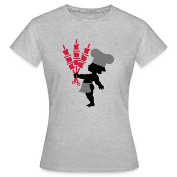Cupido Koch Shashlik - Frauen T-Shirt - Grau meliert - Vorne - AI Model Female 172 dark (172cm)