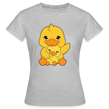 Ente Familie Umarmen - Frauen T-Shirt - Grau meliert - Vorne - AI Model Female 172 dark (172cm)