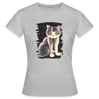 Katzebild - Frauen T-Shirt - Grau meliert - Vorne - AI Model Female 172 dark (172cm)