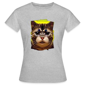 Katzengesicht - Frauen T-Shirt - Grau meliert - Vorne - AI Model Female 172 dark (172cm)