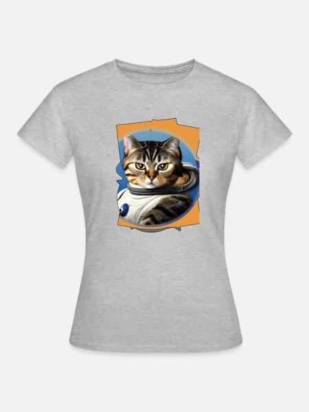 Weltraum Katze - Frauen T-Shirt - Grau meliert