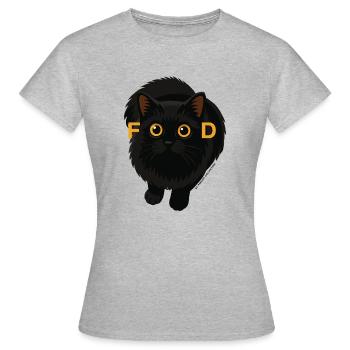 FOOD Augen schwarze Katze witzig für Katzenfans - Frauen T-Shirt - Grau meliert - Vorne - AI Model Female 172 dark (172cm)