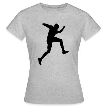 laufen springen - Frauen T-Shirt - Grau meliert - Vorne - AI Model Female 172 dark (172cm)