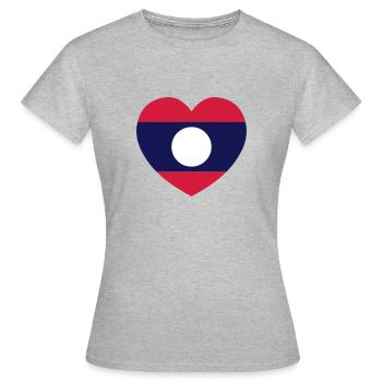 Lao / Laos Silhouette Coeur de drapeau - T-shirt Femme - gris chiné - Devant - AI Model Female 172 dark (172cm)