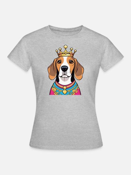 "Gekrönte Häupter" - Beagle - Frauen T-Shirt - Grau meliert