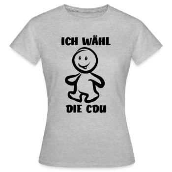 Ich wähl die CDU - Wähler - Stimme - Frauen T-Shirt - Grau meliert - Vorne - AI Model Female 172 dark (172cm)