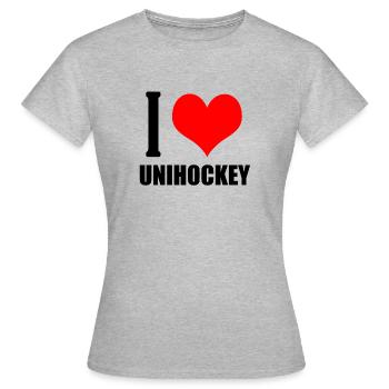 Unihockey - Frauen T-Shirt - Grau meliert - Vorne - AI Model Female 172 dark (172cm)