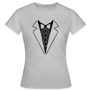 Anzug Fliege - Frauen T-Shirt - Grau meliert - Vorne - AI Model Female 172 dark (172cm)